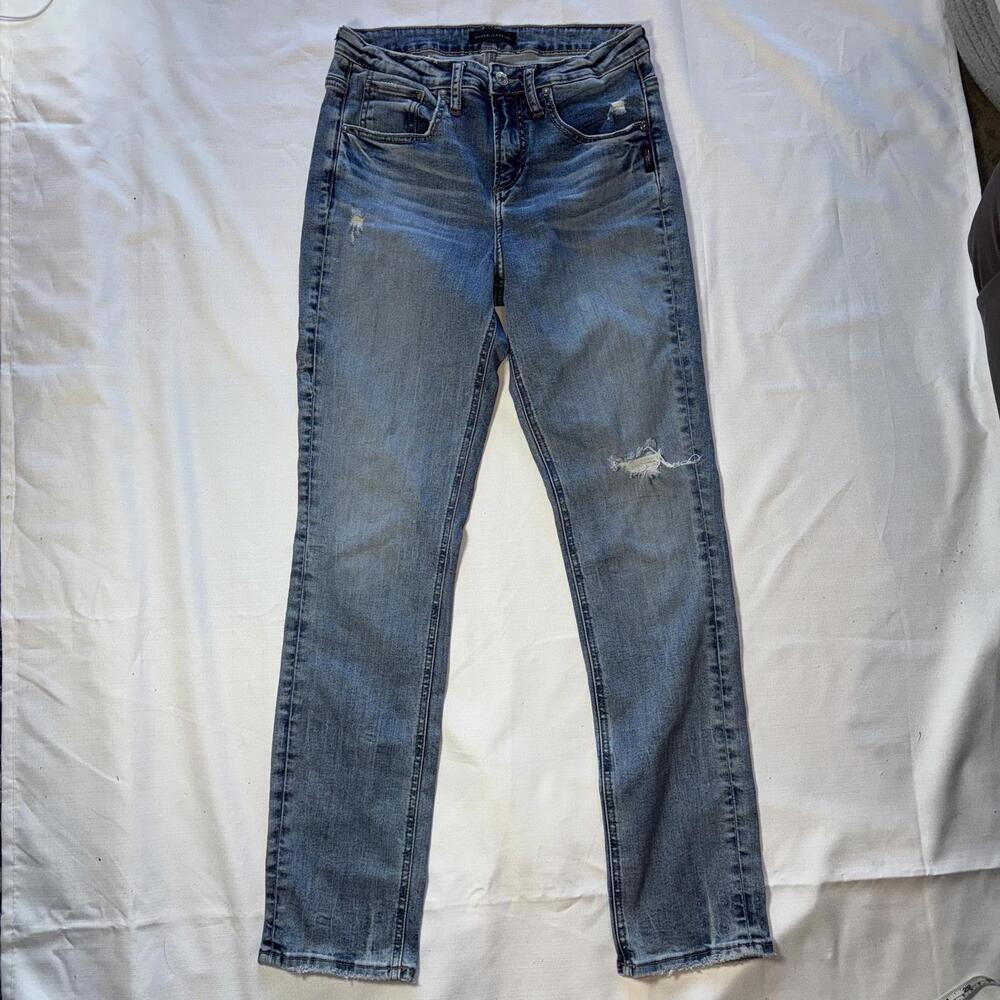 Silver Jeans Co. Beau Straight Leg Distressed‎ Medium Wash 26x28 Women's